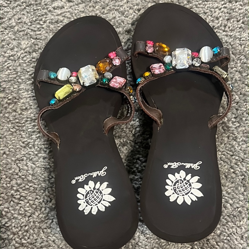 Yellow box brown and colorful rhinestones